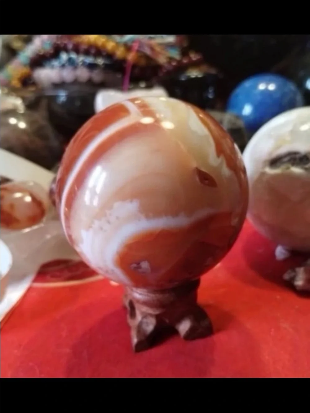 Polished Red and Cream Agate Display Sphere